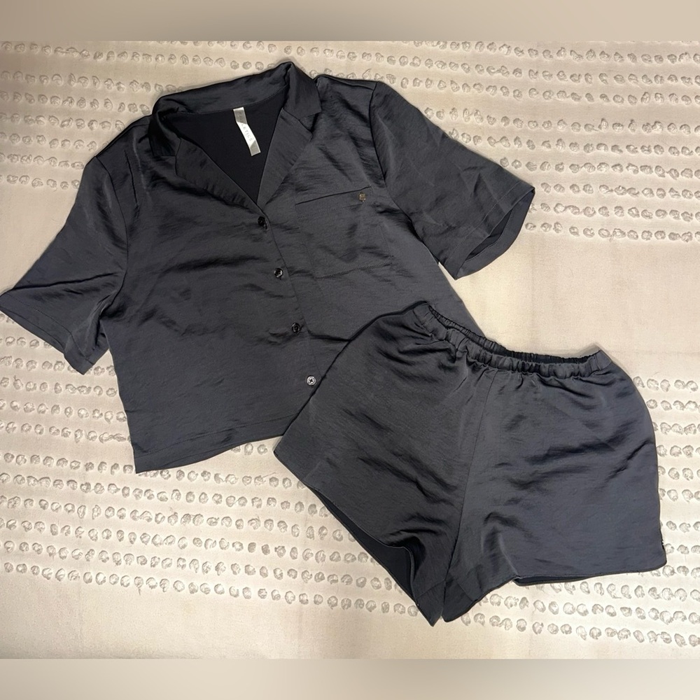 Ecosatin Fabletics Sleep Button-Down Set Shorts W… - image 2